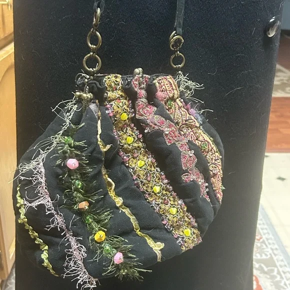 Vintage Mary Frances beaded purse sequin silk crossbody bags - Picture 3 of 12